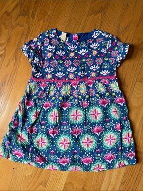 Hatley Navy Floral Dress with Pink & Green Accents